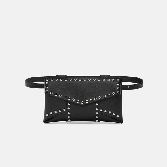 [LAST]NWT Zara Black Studded Belt Bag Fanny Pack - Picture 2 of 5